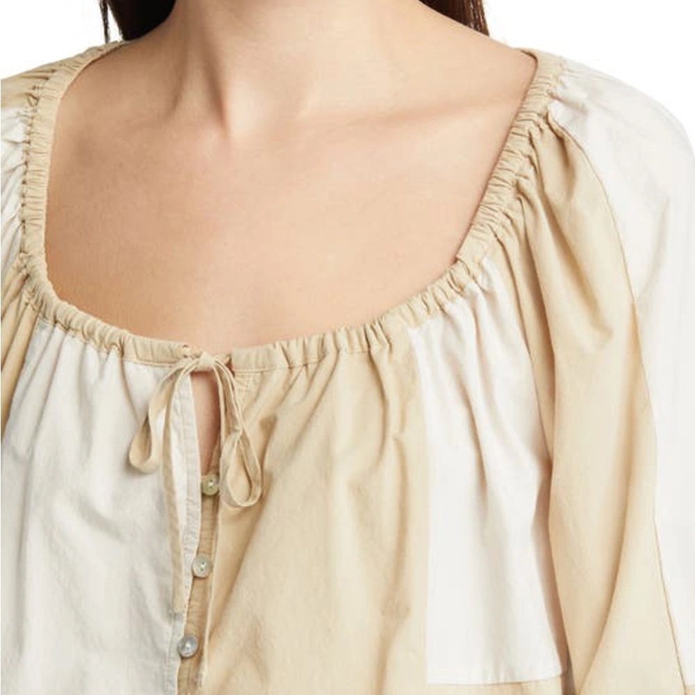 Madewell Patchwork Tie Peasant Top - Picture 2 of 14